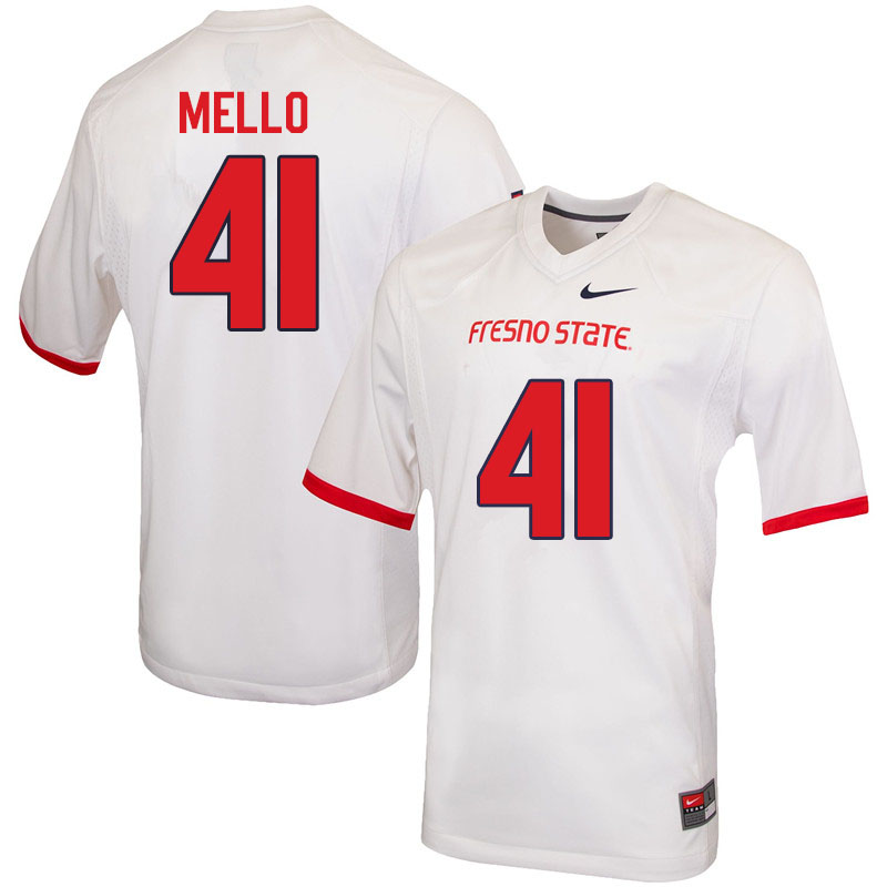 Men #41 Tyler Mello Fresno State Bulldogs College Football Jerseys Sale-White